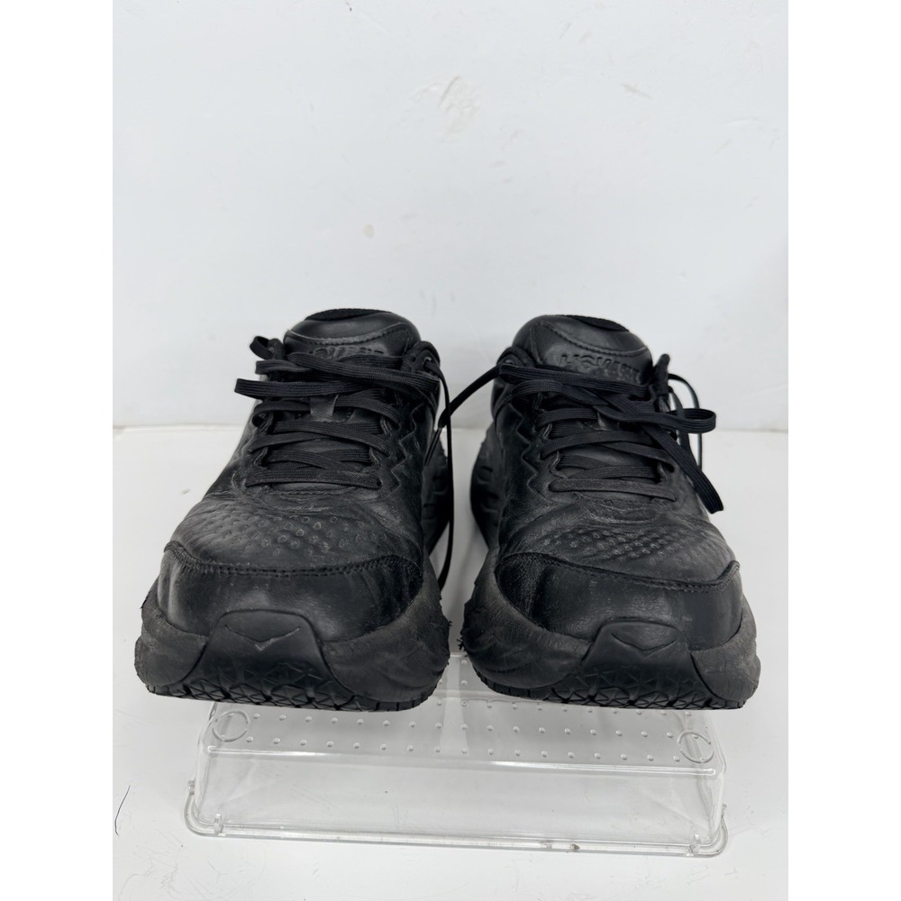 Hoka Bondi SR Black Leather Slip Resistant Shoes Mens 9 Wide 2E Work - Picture 2 of 12